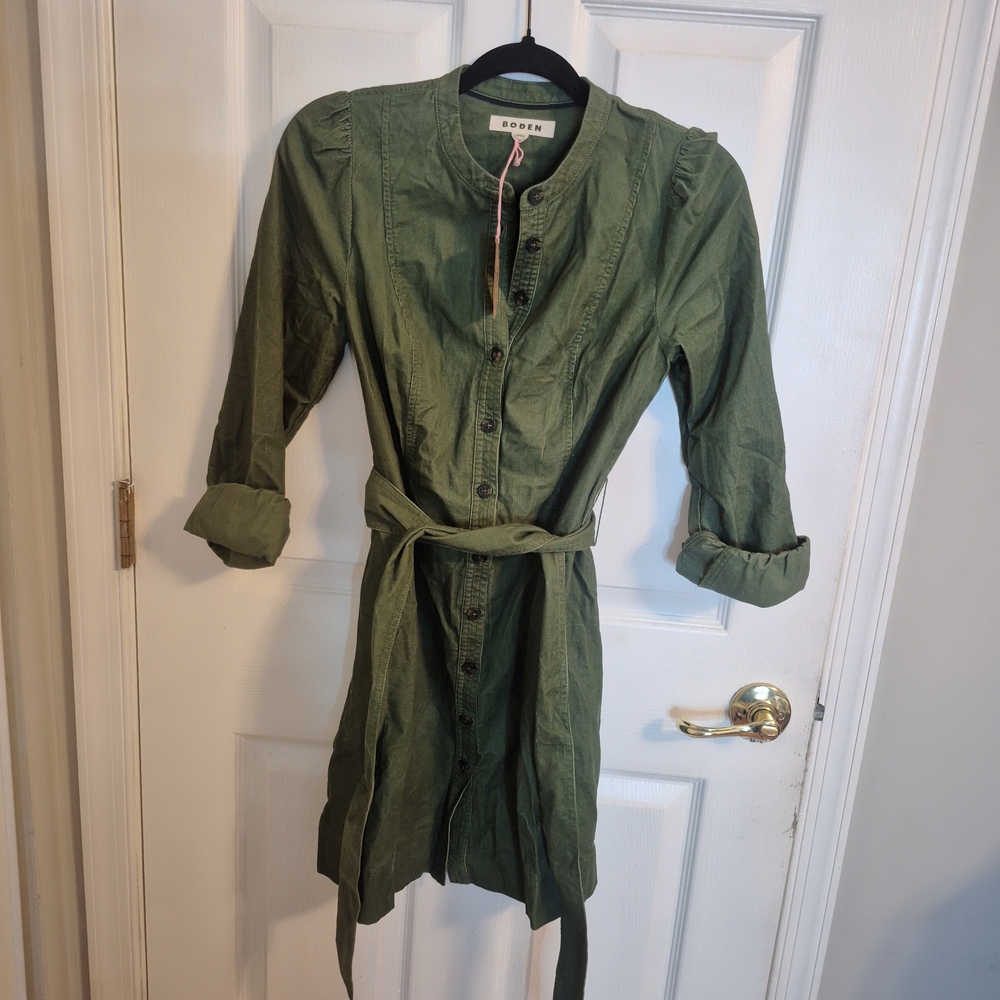 Boden Bre Cord Short Dress Fern